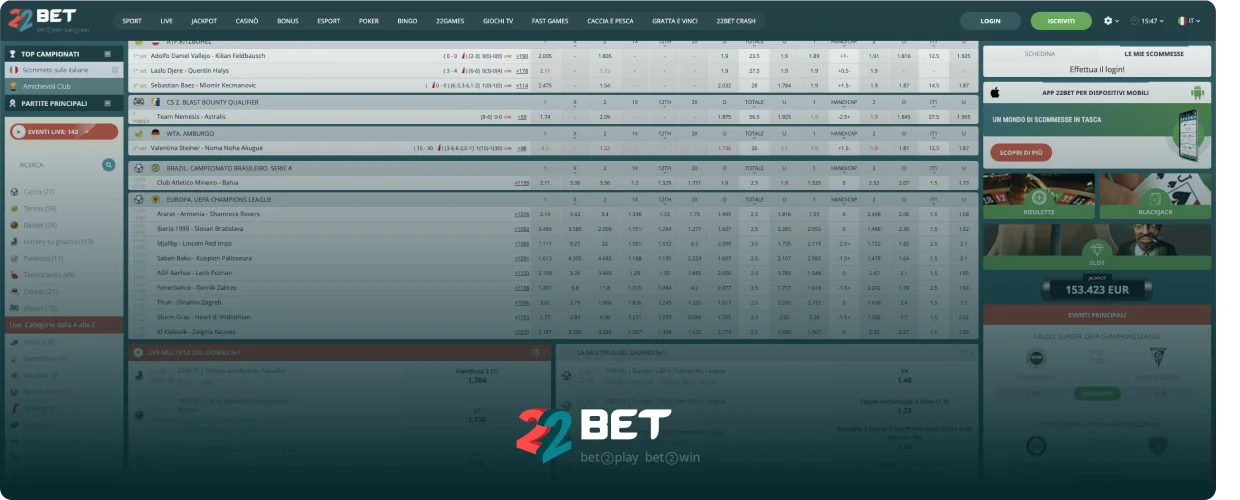 22Bet Scommesse da cellulare